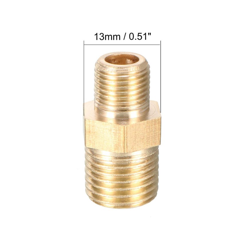 TOP-VIGOR 5Pcs Brass Pipe Fitting, Hex Nipple 1/4 BSP Male