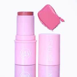 Blush en crema, multiusos en barra, rubor en crema, humectante, FPS 15, (con vitamina C y E, Semilla de uva) para piel grasa, sensible, seca, con antioxidantes, 3 en 1. (Tono rosas rosa)