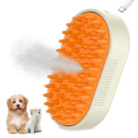 SOGUE Steam Brush for Dogs,3 in 1 Cat Steam Brush,Silicone Grooming Massage Pet Spray Hair Removal Comb, Rechargeable Steamy Brushes for Cats Shedding,Cleaning,Combing Yellow Spritz Defur Comb for Cats Dogs