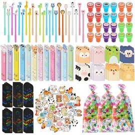 Paquete de 24 bonitas recompensas de papelería para el aula, con lápices, reglas, borradores, notas adhesivas para regalos de cumpleaños, bolsas de re