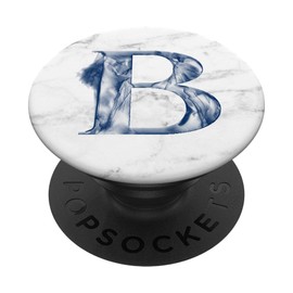 WHITE BLACK GREY MARBLE PHONE GRIP BLUE B LETTER B INITIAL B