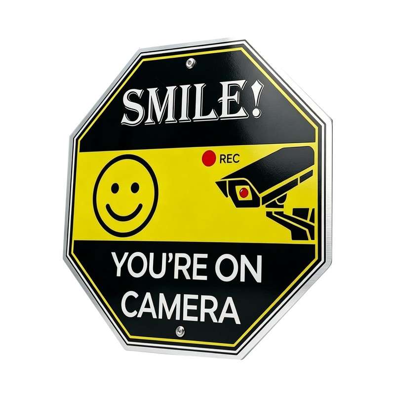 Smile Your On Camer Sign, Video Surveillance Signs Outdoor, Aluminum