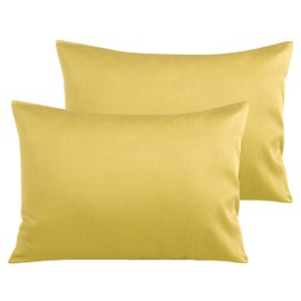 Cotton Toddler Pillowcases, Set of 2 Travel Pillow Cases Cotton 13x18 Pillow Covers - Envelope Closure Nursery Pillowcases, Yellow