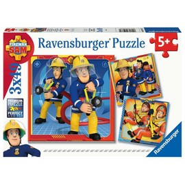 Ravensburger Children's Puzzle - 05077 Our Hero Sam - Puzzle for Children from 5 Years with 3 x 49 Pieces, Puzzle with Fireman Sam, Yellow