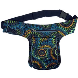 GURU SHOP Stoff Sidebag & Gürteltasche, Goa Gürteltasche - Schwarz, Herren/Damen, Baumwolle, Size:One Size, 27x20x4 cm, Festival- Bauchtasche Hippie