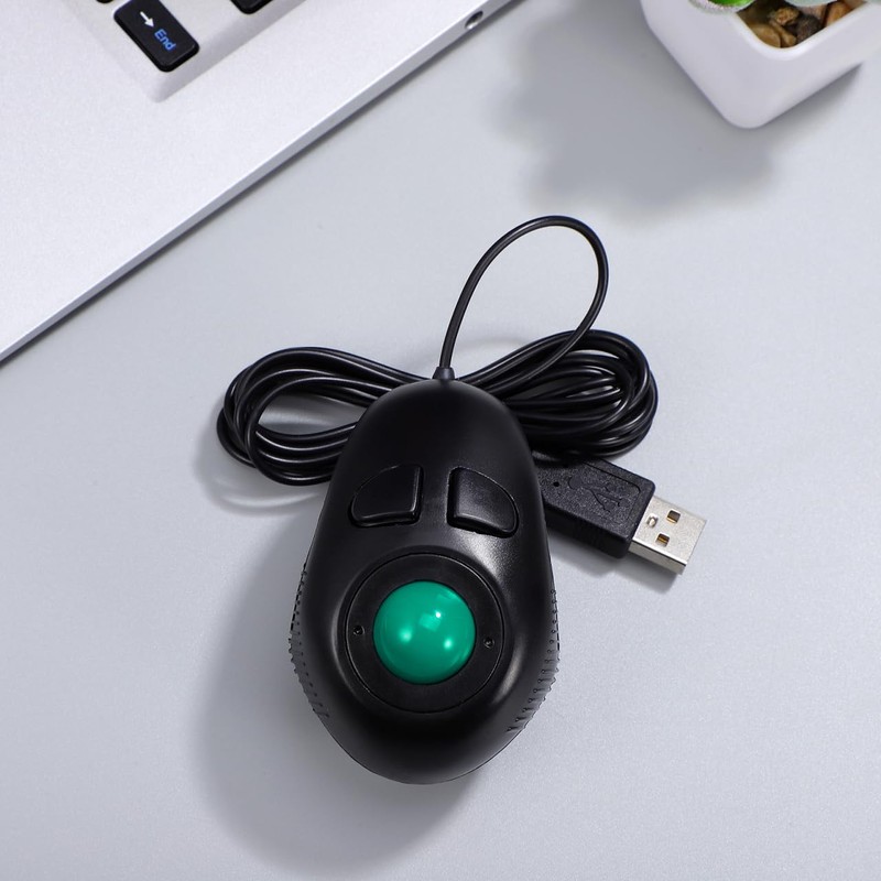 Gadpiparty Portable Handheld 4D Wired Mini Trackball Mouse Ergonomic Design