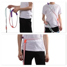 CAPASTEC Freihändige Hundeleine, verstellbare Crossbody-Taillenleine, Jogging-Leine, Hundetrainingsleine, mit explosionsgeschütztem, Griff aus Schwamm, Pink Blau Lila