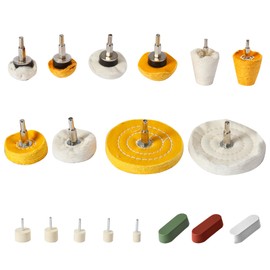 Medoon Polishing Wheel for Drill Kits, 10pcs Buffing Wheels, 5pcs Felt Wheels and 3pcs Compound, Different Size and Density Polisher Wheels for Metal, Jewelry, Car, Aluminum, DIY Buffing & Finishing