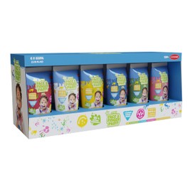 Natural Face & Finger Paint - 65ml per bottle, pack of 6 - white, red, yellow, green, pink, blue