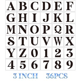 3 inch Letter Stencils for Painting On Wood,36pcs Stencils Letter Alphabet Number Stencil Templates for Wood Wall Door Porch