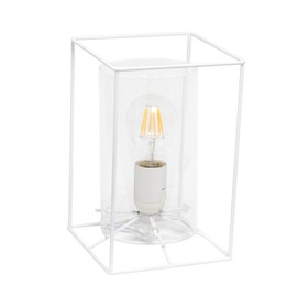 Lalia Home Contemporary White Framed Table Lamp with Clear Cylinder Glass Shade - Small