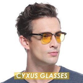 Cyxus Blue Light Glasses Men Retro Semi Rimless Clear Blue Light Glasses for Computer Eye Strain Gaming Glasses Anti Harmful Blue Light 8056Y01