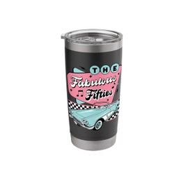 The Fifties 1950s Car Music Checkerboard Rockabilly Sock Hop Stainless Steel Insulated Tumbler