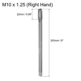 uxcell Metric Thread Tap M10 x 1.25 H2 200mm Extra Long Straight Flute Screw Thread Milling Machine Taps Threading Tapping Repair Tool