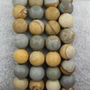 8mm Matte Yellow Picture Jasper Round Beads Rock Stone Crystal