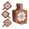 Wooden Trivets for Hot Dishes，3PCS Wooden Coasters with Organising Holder，Base
