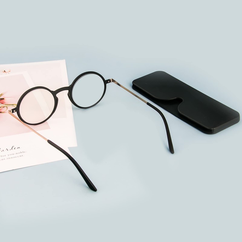 KoKoBin Ultradünne ultraleicht Anti-Blaulicht Lesebrille mit Etui Tragbare Anti-Glare-Brille (Schwarz,