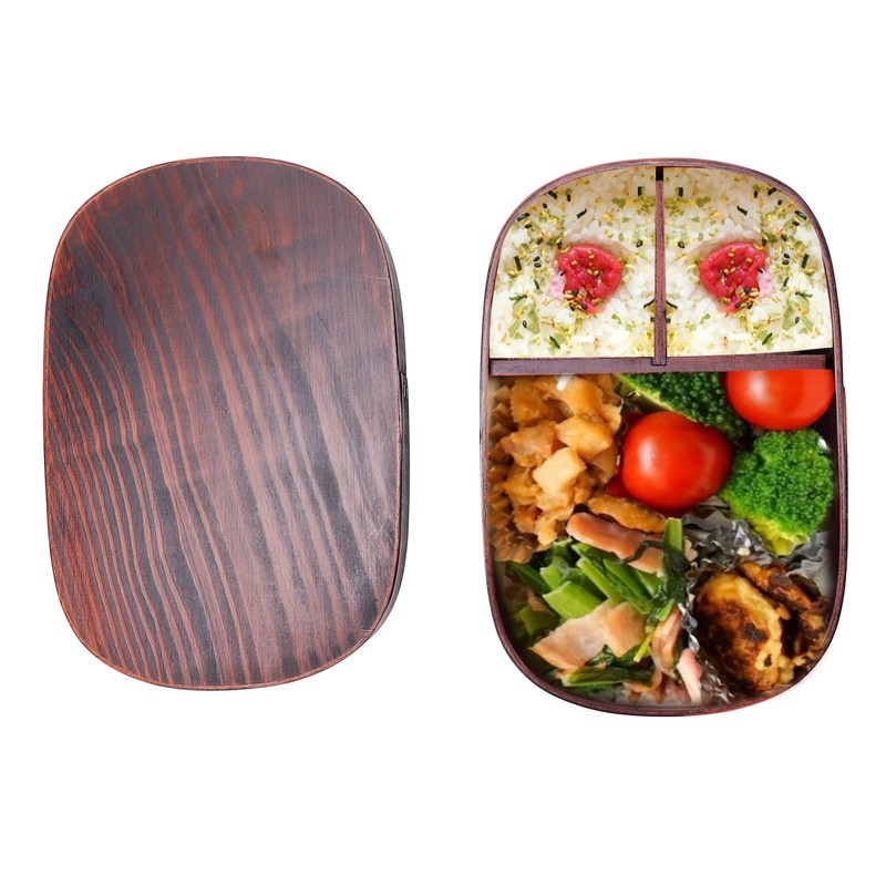 Wooden Lunch Box Portable Food Container Tablewares for Home Office