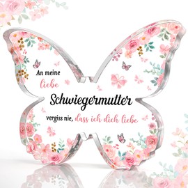 CheriGift Mother in Law Gifts, Acrylic Butterfly Plaque Decoration/Paperweight, Gift for Mother in Law, Birthday, Christmas, Mother's Day, Gift for My Mum-in-Law