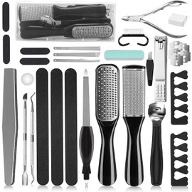  Professional Pedicure Tool Set 26 in 1 Stainless Steel Foot Care Kit Foot Rasp Dead Skin Remover Pedicure Kit Foot File Kit Foot Mum Remover for Men Women Travel