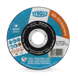 TYROLIT BASIC 2-in-1 Super-Thin Metal Cutting Discs for Steel & Stainless Steel, Angle Grinder Discs, 115 mm x 1.6 mm x 22.23 mm, 25-Pack