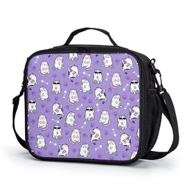 Kwlegh Cat Lunch Box for Girls Boys Cute Kitten Animal Pattern Kids Lunch Bag Kawaii Purple Insulated Lunchbox Reusable Cooler Tote Box Lunch Pail for School Work Picnic Travel