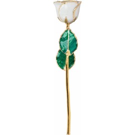 PRECIOUS STARS Gold Dipped Rose 24K Real Flower, 12 inch Long stem, 24k Gold Plated Real Rose, Gifts for Mom, Birthday Gift for Women, Mothers and Valentines Day, Rose for Anniversary (Pearl Lacquer)