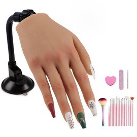 KnowU Mano de práctica para entrenamiento de uñas con abrazadera, suministros de manicura para técnicos de uñas acrílicas, manos postizas para manicura, la mejor herramienta de práctica de manicura DI