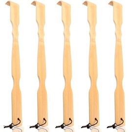 Renook Bamboo Back Scratcher for Men and Women - 5 Pack Wooden Back Scratchers for Adults with Long Handle, New Upgraded Natural Handmade Head Scratchers, Back Itching Artifact,17".