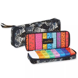 Laurel Burch Black White Polka Dot Wild Cats Quilted Cotton 7 Day Pill Organizer