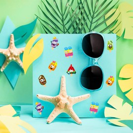 ANGOLIO 300PCS Summer Back to School Ice Cream Making Face Sticker Scene Roll Making Own DIY Watermelon Chocolate Sticker Mixing Ice Cream Party Sticker Game Children's Birthday Arts Crafts Supplies