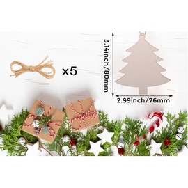 50PCS Unfinished Christmas Tree Wooden Ornaments Christmas Wooden Baubles Wooden Ornaments for Crafts DIY Wood Discs to Paint Wood Slices for Hanging (Christmas Tree Wooden Ornaments)