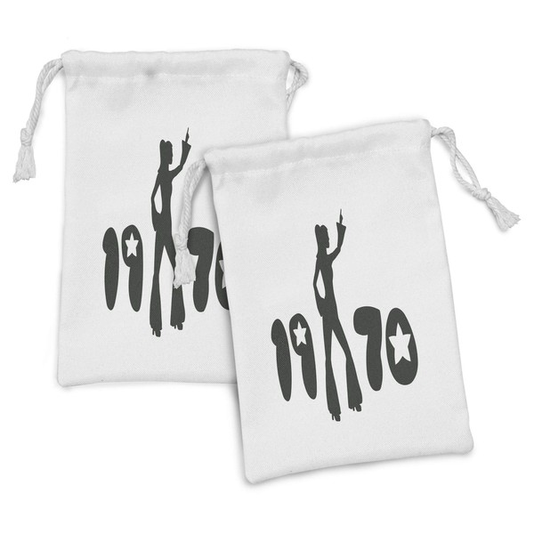 Ambesonne 70s Party Fabric Pouch Set of 2, Retro Seventies