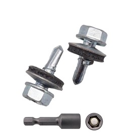 SKIR'CO Pack of 50 Galvanised Roofing Screws 6.3 x 19 mm Hex Head DIN 7504-K Self Drilling Screws with EPDM Sealing Washers
