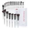 Set 25 Brochas De Maquillaje Profesionales Alta Calidad Color Blanco/Negro