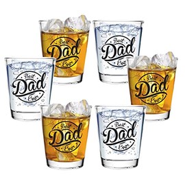 Best Dad Shot Glasses Gift - "Best Dad Ever" - Unique Novelty Gift for Father’s Day, Birthday, Anniversary. Ideal present for Dad, Husband - 2oz Clear Glass, Set of 6 - With Gift Box - By Bisyata