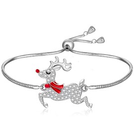 Christmas Bracelet Reindeer Bracelet for Women Sterling Silver Reindeer Bracelet Link Deer Holiday Merry Christmas XMAS Gifts