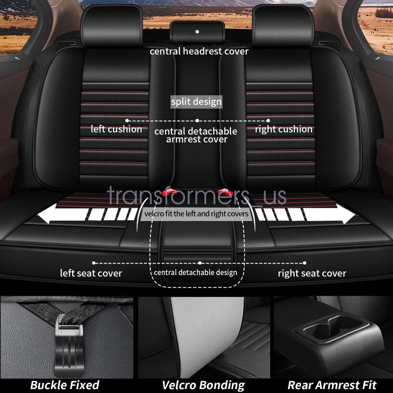 Soillar For 2007-2023 Jeep Wrangler Leather Car Seat Covers 5-Seats