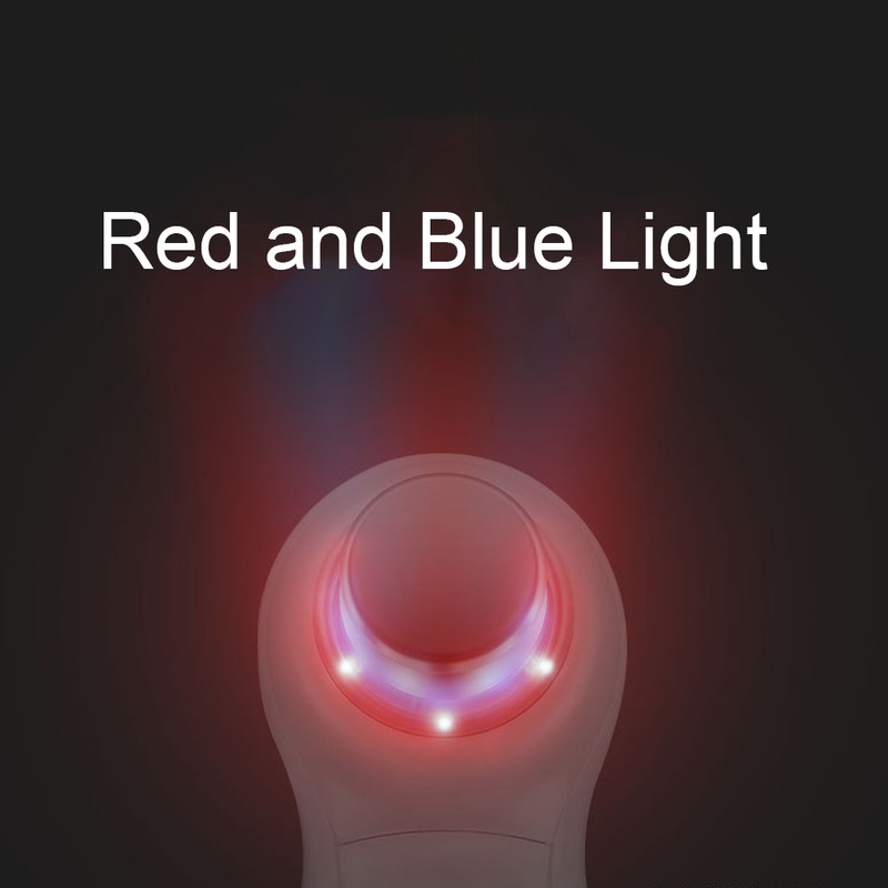 Ultrasonic Handheld Red Blue Light Vibration Anti Aging Facial Soothing