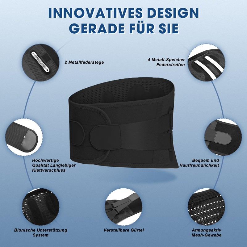 SKXZK Adjustable Back Support Belt with Support Struts - Breathable