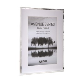 Kenro Avenue Silver Plated Photo Frame 8x6 Inch / 15x20cm with White Mat for Photo 6x4 Inch / 10x15cm - AVE1015S