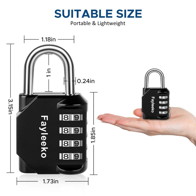 Combination Lock, 4 Digit Combination Padlock for School Gym Sports