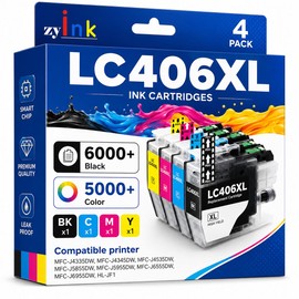 zyixnxk LC406XL Ink Cartridges for Brother Printer Compatible with Brother MFC-J4335DW MFC-J5855DW MFC-J4535DW MFC-J6555DW MFC-J6955DW Printer 4 Pack (21000 Pages)