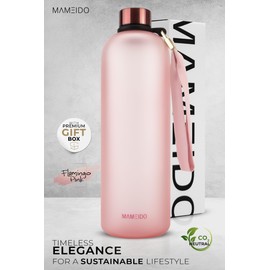 MAMEIDO 1.5l Water Bottle - Motivational Time Markings, BPA free, Leak-Proof, Tritan Co-Polyester Plastic, 1.5 litre water bottle, Sports Bottle (Flamingo Pink, 1500ml)