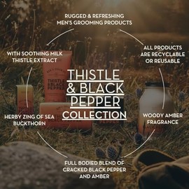 Scottish Fine Soaps Men's Grooming Thistle & Black Pepper Shave Soap Refill 100g – Moisturising Refill Soap with Bold Black Pepper Fragrance