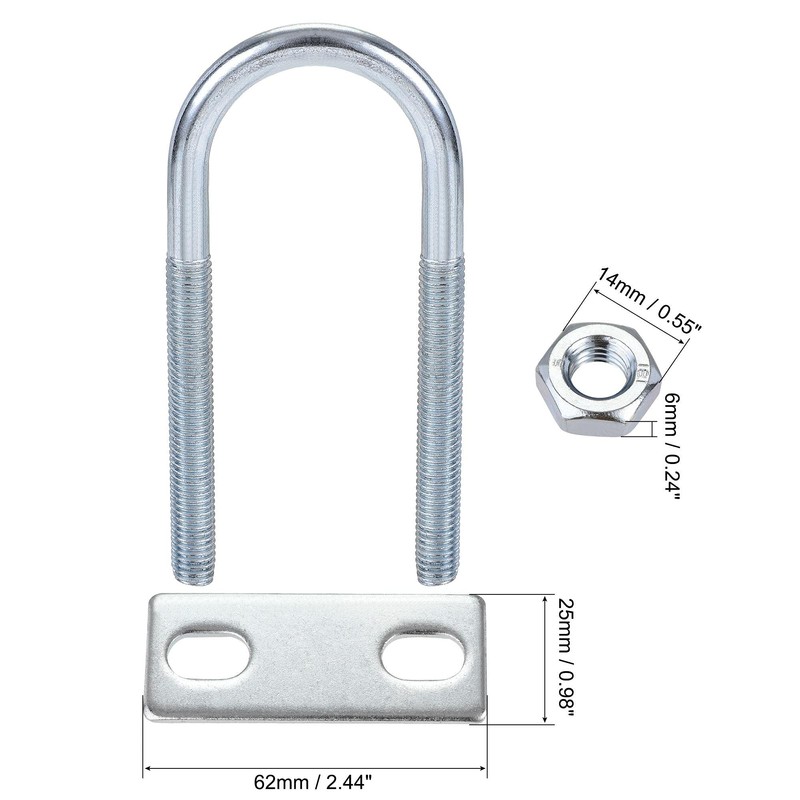 sourcing map 1 Set M8 Round U-Bolt Shackle Bolts Steel