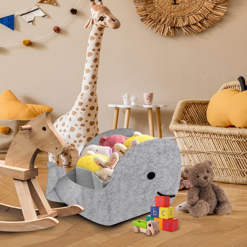 Aynaxcol Storage Basket Felt Storage Bin Whale Shaped Collapsible &