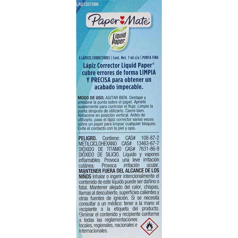Paper Mate Liquid Paper Pluma Correctora, caja de 6