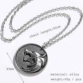 Witcher Medallion Necklace Witcher Necklace for Men Geralt of Rivia Wolf Necklace for Men Wild Hunt Wolf Pendant Necklace for Men Wolf Jewelry for Men Wolf Gifts Witcher Costume Accessories
