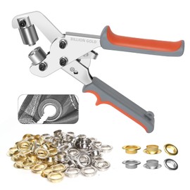 BILLION GOLD Grommet Tool Kit 3/8 Inch, Eyelet Punch Press Kit with 500pcs Eyelets, Comfort Handheld Hole Punch Pliers for Fabric, Belts, Crafts, Rubber, Leather, Tents, Curtains, DIY